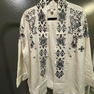 Coldwater Creek Ivory and Black Embroidered Blazer